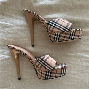 Designer Burberry Pattern 4 inch Platform Heels